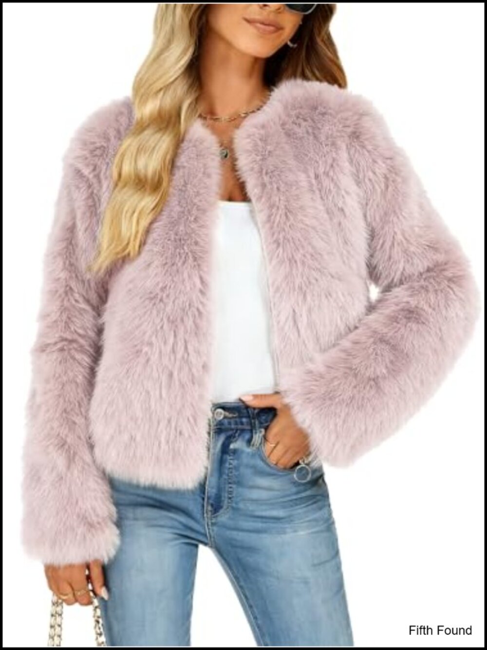 Faux Fur Coat Winter Warm Cropped Jacket Long Sleeve Zip Up Outerwear